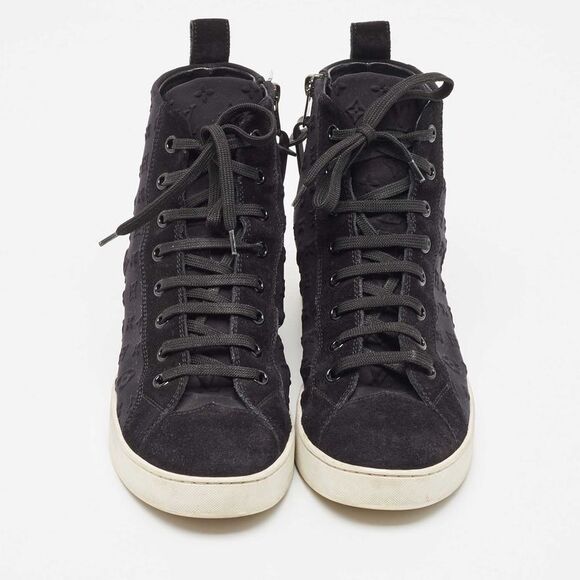 Louis Vuitton Black Monogram Neoprene and Suede Stellar High Top Sneakers - Picture 3 of 4
